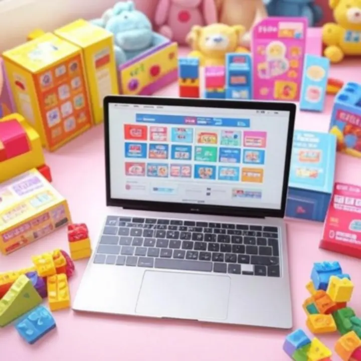 Kleurrijk overzicht van speelgoed in de winkelmand