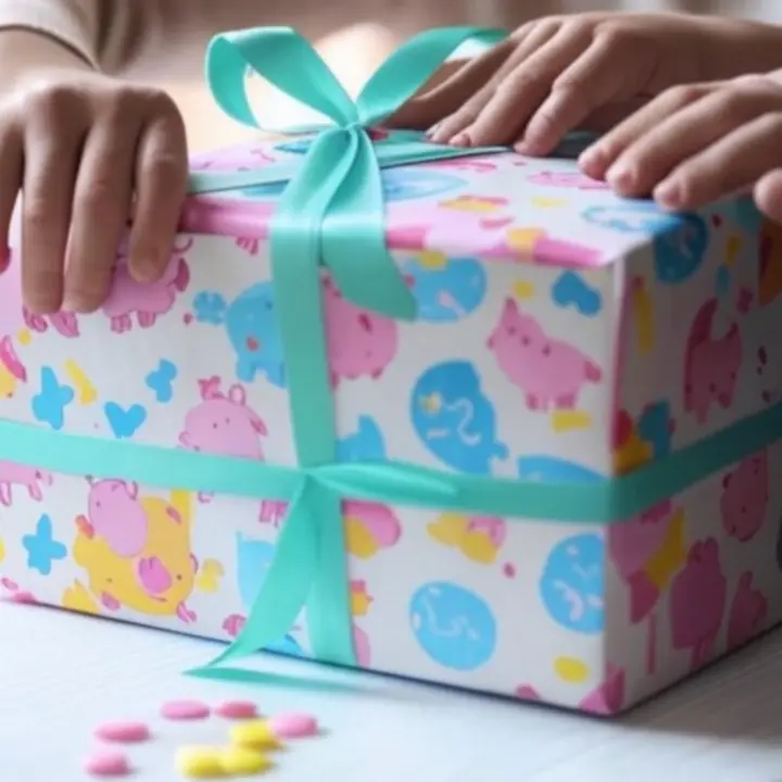 Vrolijk ingepakte cadeautjes met kleurrijk speelgoed