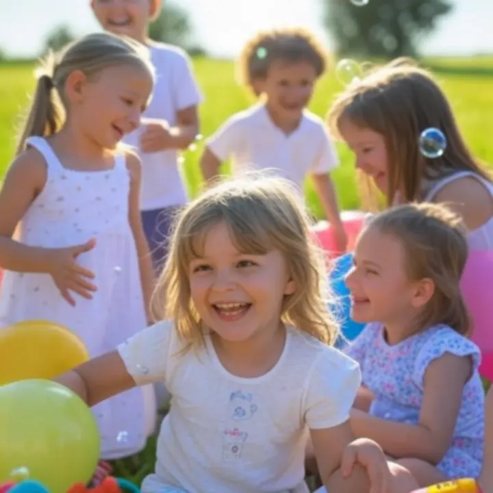 Kinderen die lachend spelen met kleurrijk speelgoed