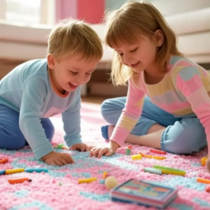 Blije kinderen die creatief spelen met speelgoed