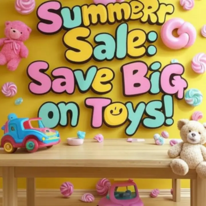 Vrolijke promotiebanner met deals op kinderspeelgoed