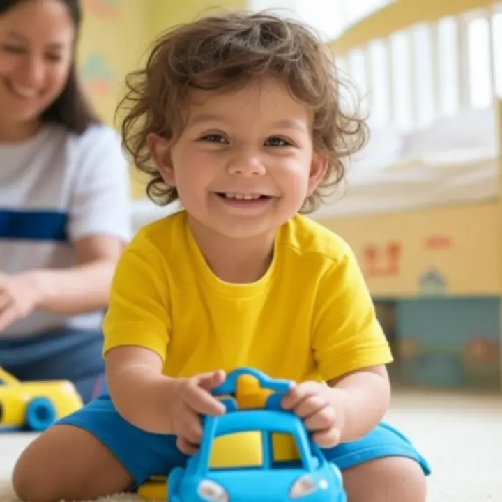 Kind dat vol enthousiasme met creatief speelgoed speelt.